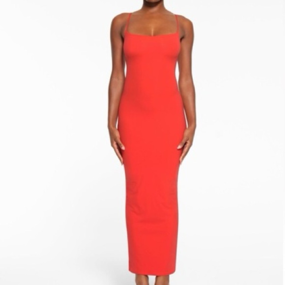 SKIMS Red Strappy Maxi Dress